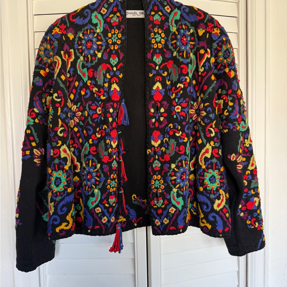 Vintage Michael Simon New York embroidered cardigan, … - Gem